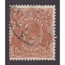 Australian    King George V    5d Brown   C of A WMK   Plate Variety 3R32..